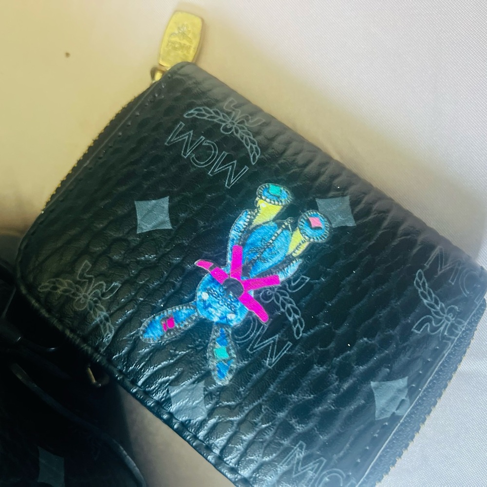 MCM Black Wallet with Colorful Design